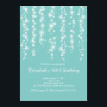 Invitation Fête d'anniversaire bleue de sweet sixteen<br><div class="desc">Commencez votre partie de sweet sixteen de filles outre de la droite avec notre beau rideau d'invitation de partie de sweet sixteen de lumières blanches. Nos ficelles élégantes et contemporaines de caractéristiques d'invitation de partie du bonbon 16 des lumières blanches de scintillement miroitant sur un arrière - plan bleu assez...</div>