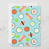 Invitation Fête d'anniversaire bleue de thème de sushi (Dos)