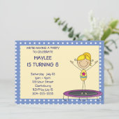 Invitation Fête d'anniversaire bleue de trempoline de (Debout devant)