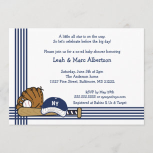 Invitation Fête d'anniversaire bleue et blanche de baby