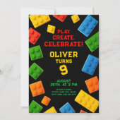 Invitation Fête d'anniversaire Block Coloré (Devant)