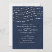 Invitation Fête d'anniversaire Blue Denim & Diamonds Sparkle  (Devant)