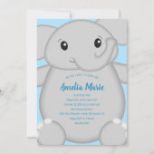 Invitation Fête d'anniversaire Blue Elephant (Devant)