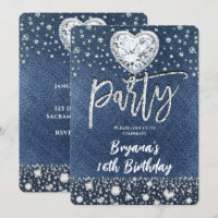 Fête d'anniversaire Blue Jean Denim & Bling Diamon