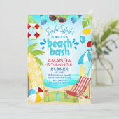 Invitation Fête d'anniversaire Blue Red Summer Beach Bash (Debout devant)