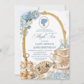 Invitation Fête d'anniversaire Blue Regency High Tea (Devant)