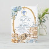 Invitation Fête d'anniversaire Blue Regency High Tea (Debout devant)