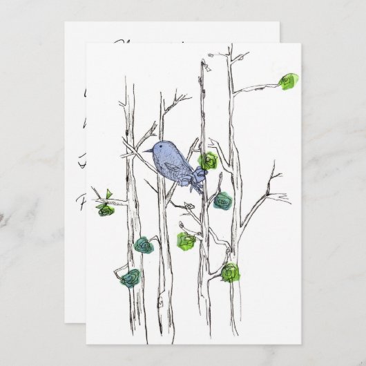Invitation Fête d'anniversaire Bluebird Tree Nature Art (Devant / Derrière)