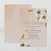 Invitation Fête d'anniversaire Bohème Chic Floral Automne Élé (Devant / Derrière)