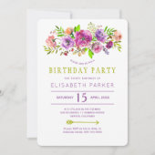 Invitation Fête d'anniversaire bohème florale rustique verte (Devant)
