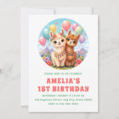 Invitation Fête d'anniversaire Boho Alpaca Duo (Devant)
