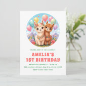 Invitation Fête d'anniversaire Boho Alpaca Duo (Debout devant)