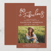 Invitation Fête d'anniversaire Boho Cinquante et Fabuleuse (Devant / Derrière)