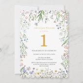 Invitation Fête d'anniversaire botanique 1 an (Devant)