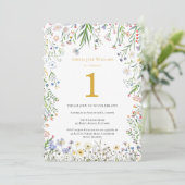 Invitation Fête d'anniversaire botanique 1 an (Debout devant)
