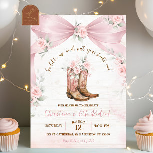 Invitation Fête d'anniversaire Bottes et Rubans Coquette à Ru