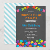 Invitation Fête d'anniversaire bounce house avec piscine à ba (Devant / Derrière)