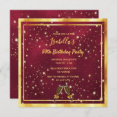 Invitation Fête d'anniversaire bourgogne bulles d'or (Devant / Derrière)