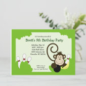 Invitation Fête d'anniversaire Bowling Bowl Singe 5x7 (Debout devant)