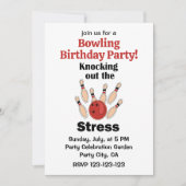 Invitation Fête d'anniversaire Bowling Strike Knockout le Str (Devant)