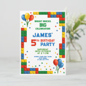 Invitation Fête d'anniversaire Bright Block (Debout devant)