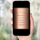 Invitation Fête d'anniversaire bronze brun confetti noir