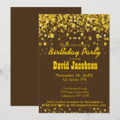 Invitation Fête d'anniversaire | Brown et or (Devant / Derrière)