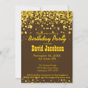 Invitation Fête d'anniversaire Brown et or