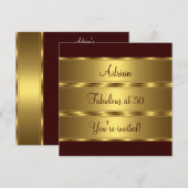 Invitation Fête d'anniversaire Brown & Gold Fabuleuse 50 ans (Devant / Derrière)