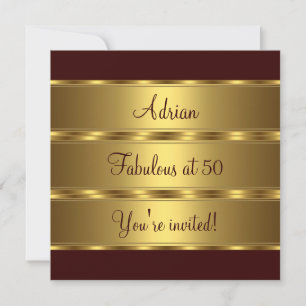 Invitation Fête d'anniversaire Brown & Gold Fabuleuse 50 ans