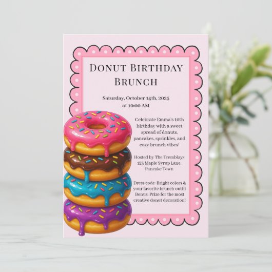 Invitation Fête d'anniversaire Brunch | Crêpes & Donuts (Debout devant)