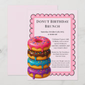 Invitation Fête d'anniversaire Brunch | Crêpes & Donuts (Devant / Derrière)