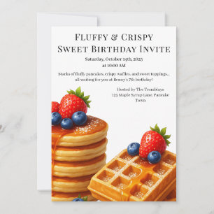 Invitation Fête d'anniversaire Brunch Crêpes et gaufres