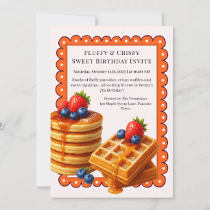 Invitation Fête d'anniversaire Brunch Crêpes et gaufres