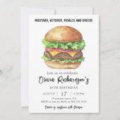 Invitation Fête d'anniversaire Burger Aquarelle (Devant)