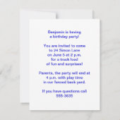 Invitation fête d'anniversaire cabover vert grande (Dos)