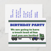 Invitation fête d'anniversaire cabover vert grande (Devant / Derrière)