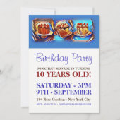 Invitation Fête d'anniversaire Cake Art Blue (Devant)