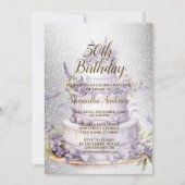 Invitation Fête d'anniversaire Cake Lavender Floral Aquarelle (Devant)