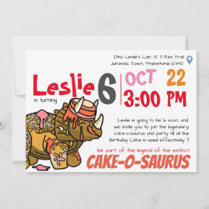 Invitation Fête d'anniversaire Cake-o-Saurus