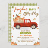 Invitation Fête d'anniversaire camion de citrouille automne a (Devant / Derrière)