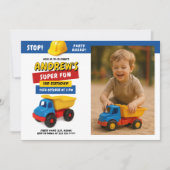 Invitation Fête d'anniversaire camion de construction (Devant)