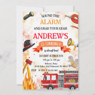 Invitation Fête d'anniversaire camion de pompiers personnalis