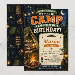 Invitation Fête d'anniversaire camping