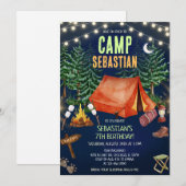 Invitation Fête d'anniversaire Camping (Devant / Derrière)