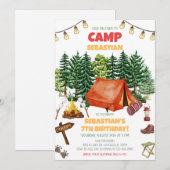 Invitation Fête d'anniversaire camping (Devant / Derrière)