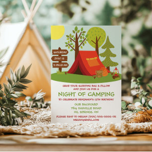Invitation Fête d'anniversaire Camping en plein air
