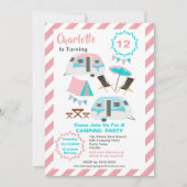 Invitation Fête d'anniversaire Camping Style Rétro Mignon (Devant)