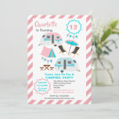 Invitation Fête d'anniversaire Camping Style Rétro Mignon (Debout devant)