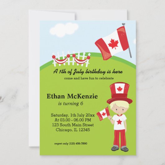 Invitation fête d'anniversaire canadienne (Devant)